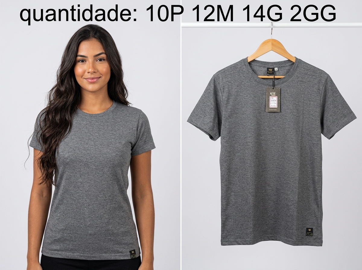 Camiseta Básica Cinza Mescla (gola careca)