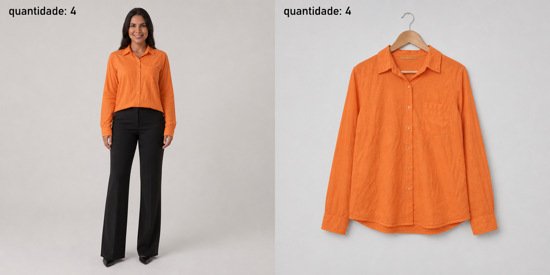 Blusa Social Laranja ML com Botões e Bolso