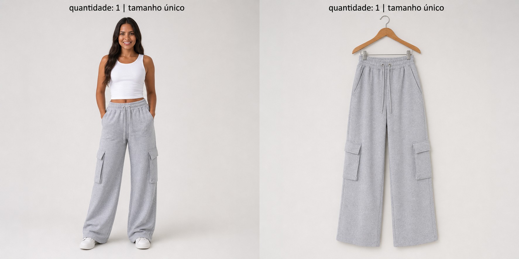 Calça Moletom Cargo Cinza