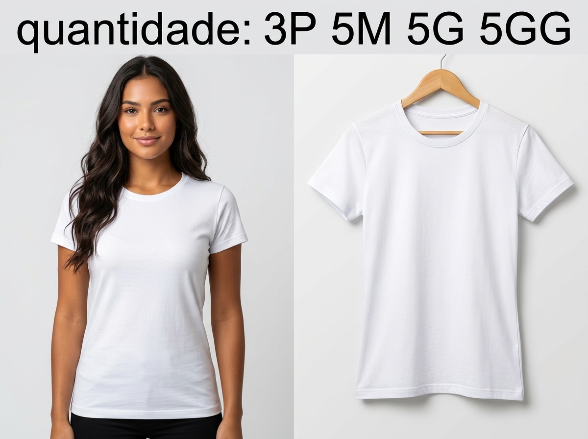 Camiseta Básica Branco/Azul Claro
