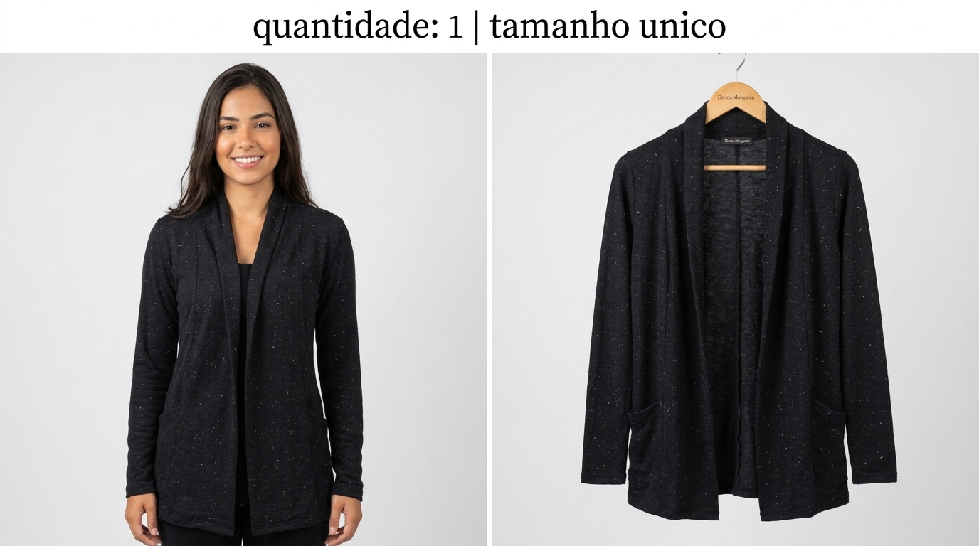 Cardigã Preto Salpicado