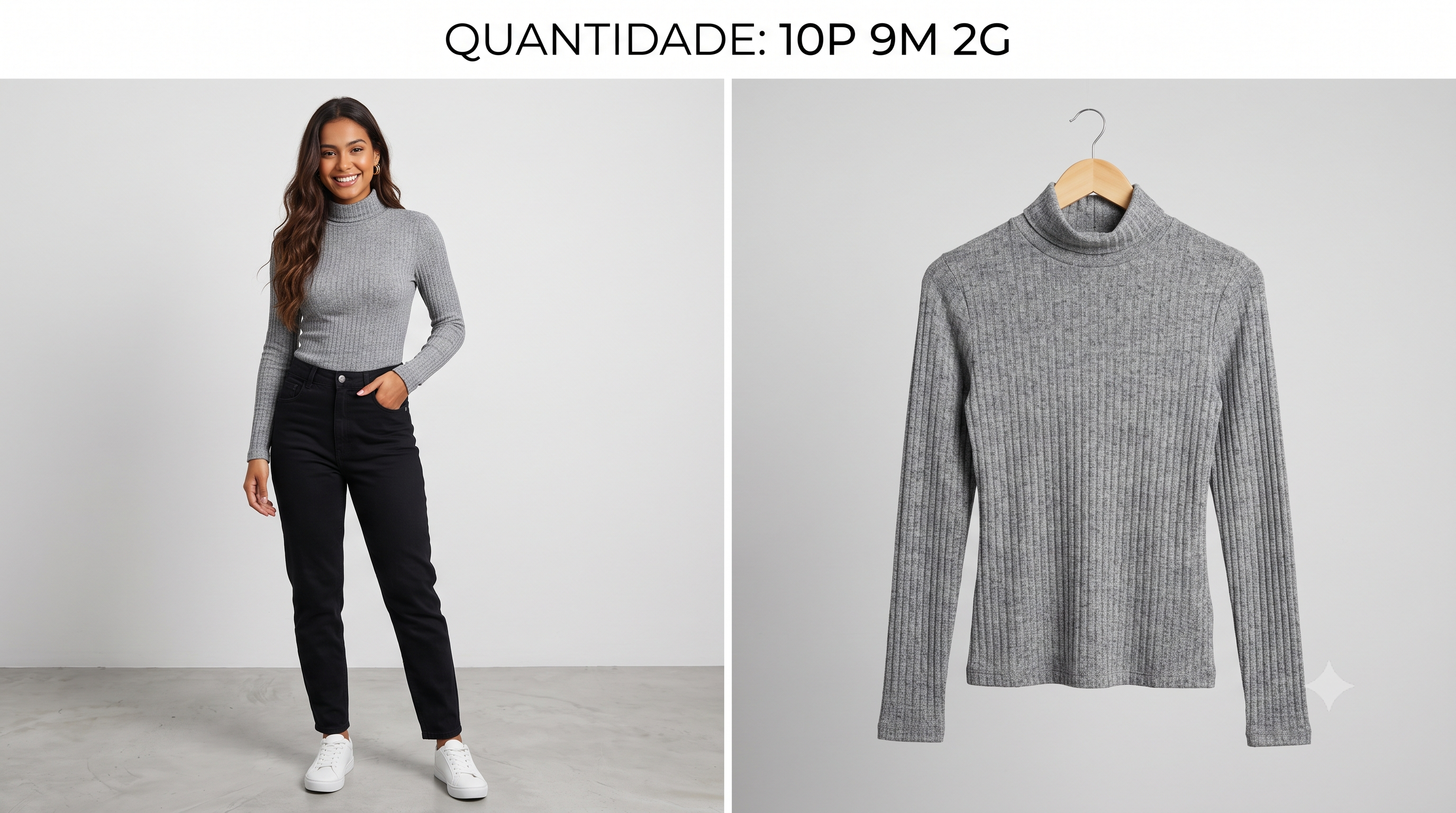 Blusa canelada gola alta