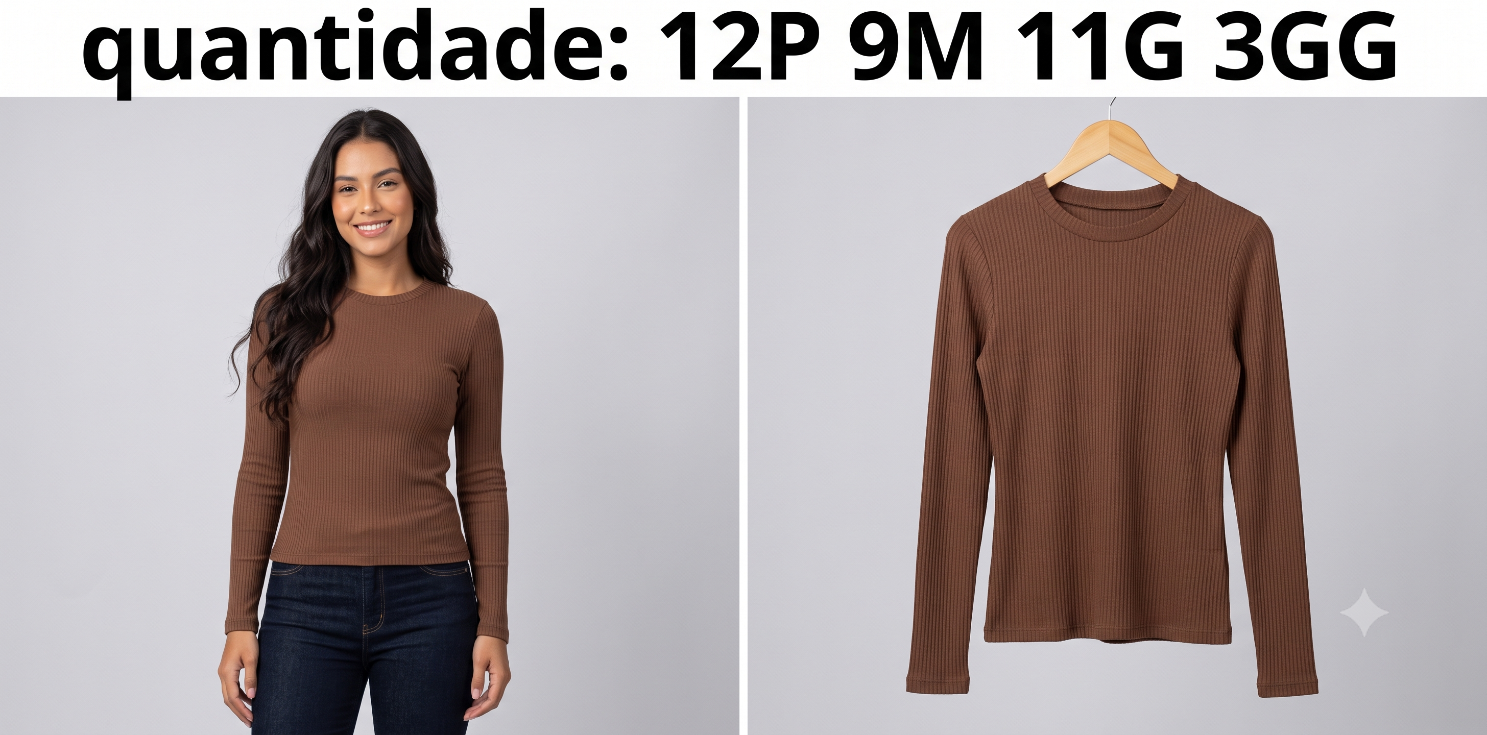 Blusa Canelada Marrom (gola careca)