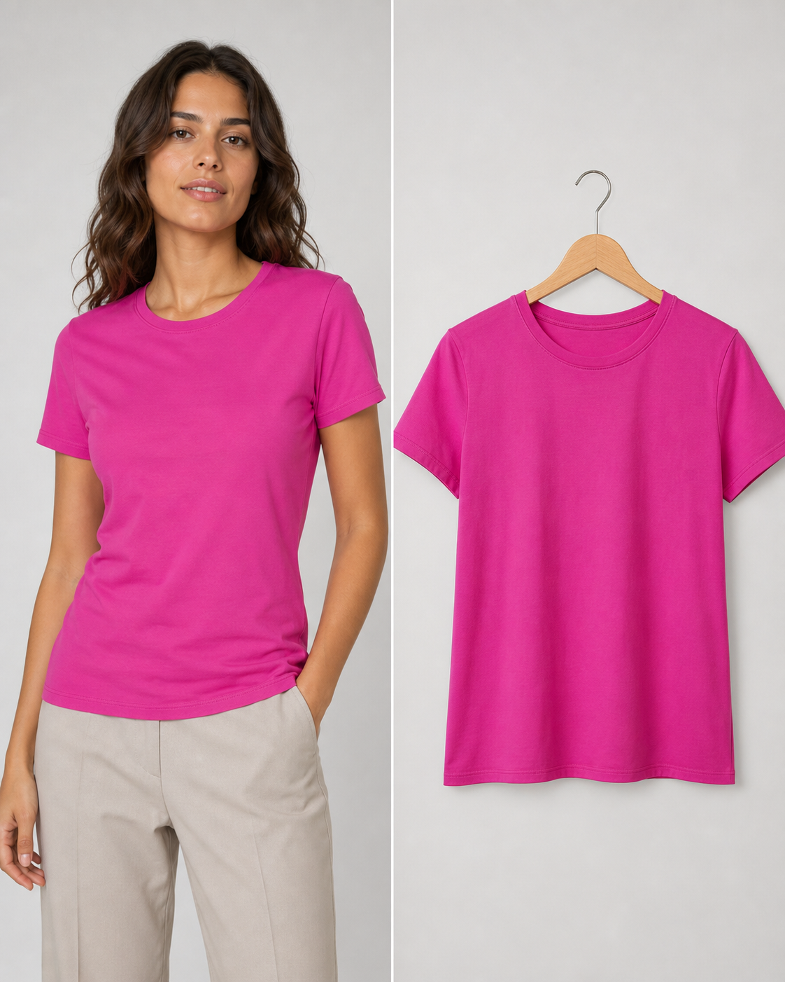 Camiseta b?sica f?csia