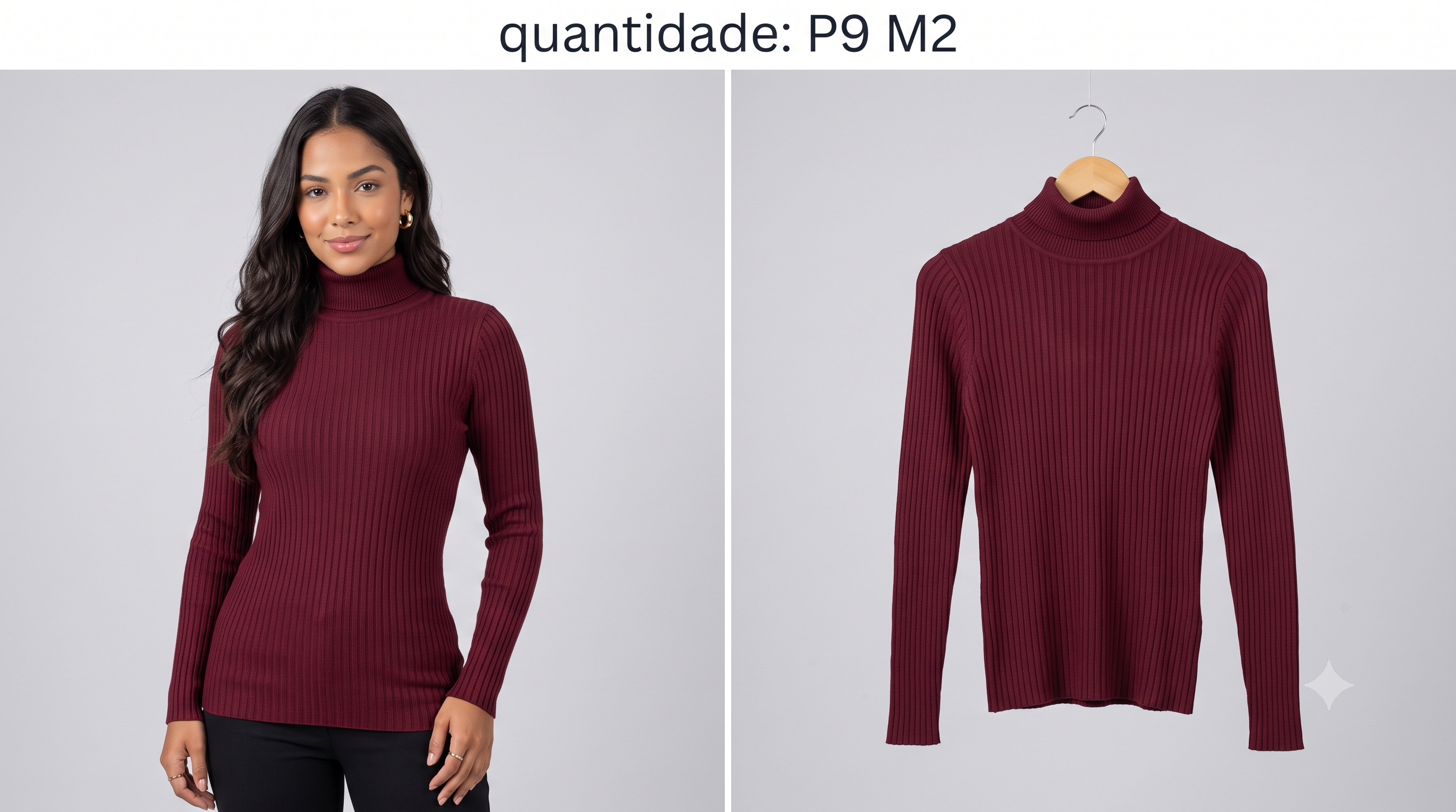 Blusa canelada gola alta