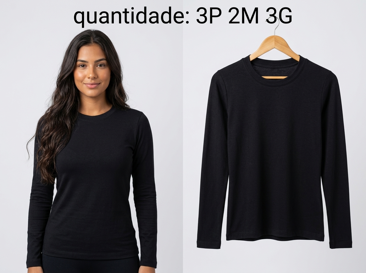 Camiseta Básica Preta (manga longa)