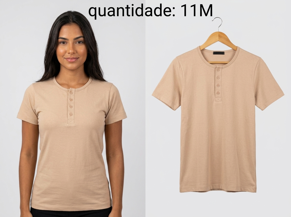 Camiseta Henley Bege (botões)