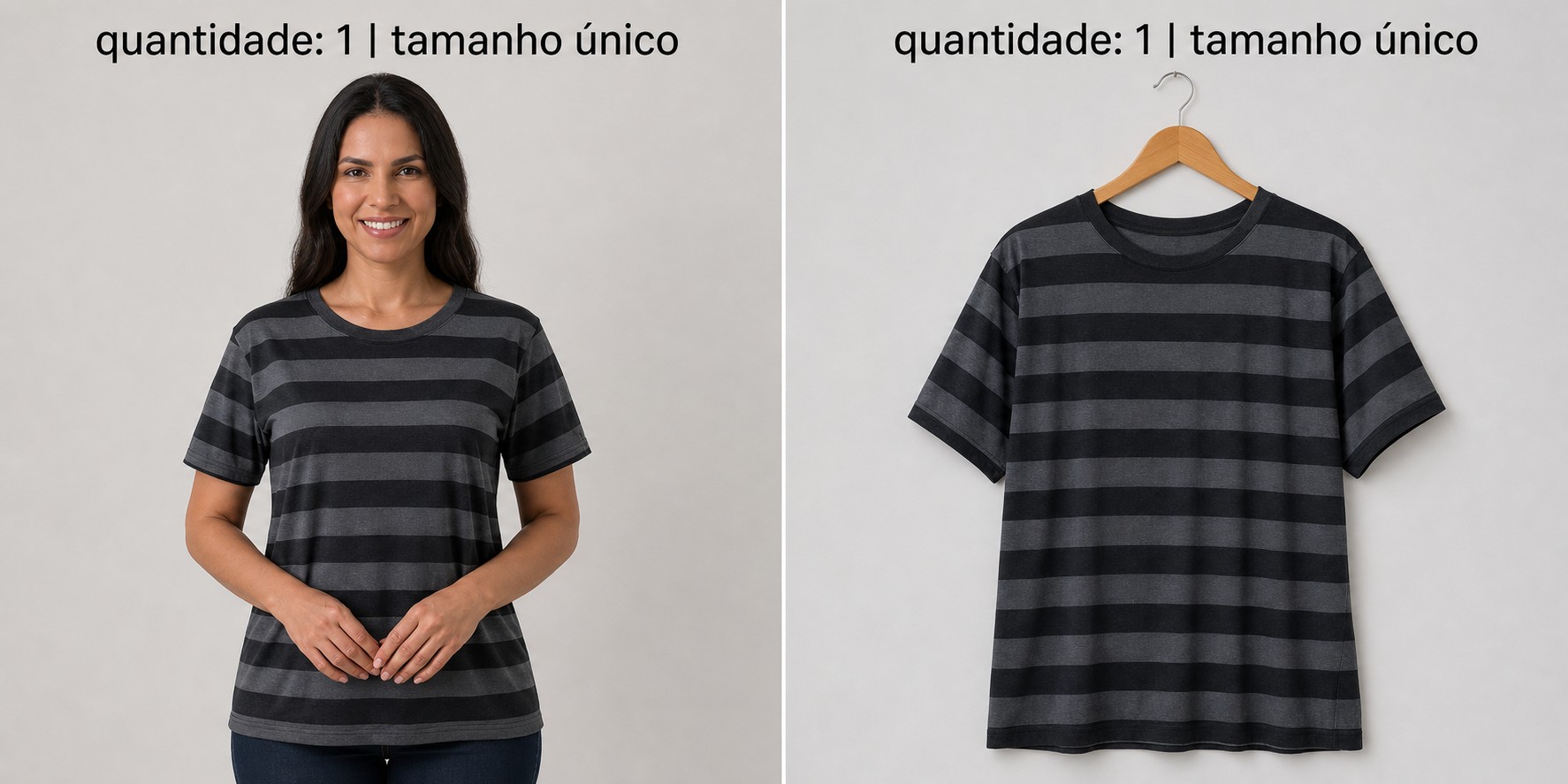 Camiseta Listrada Preto/Cinza
