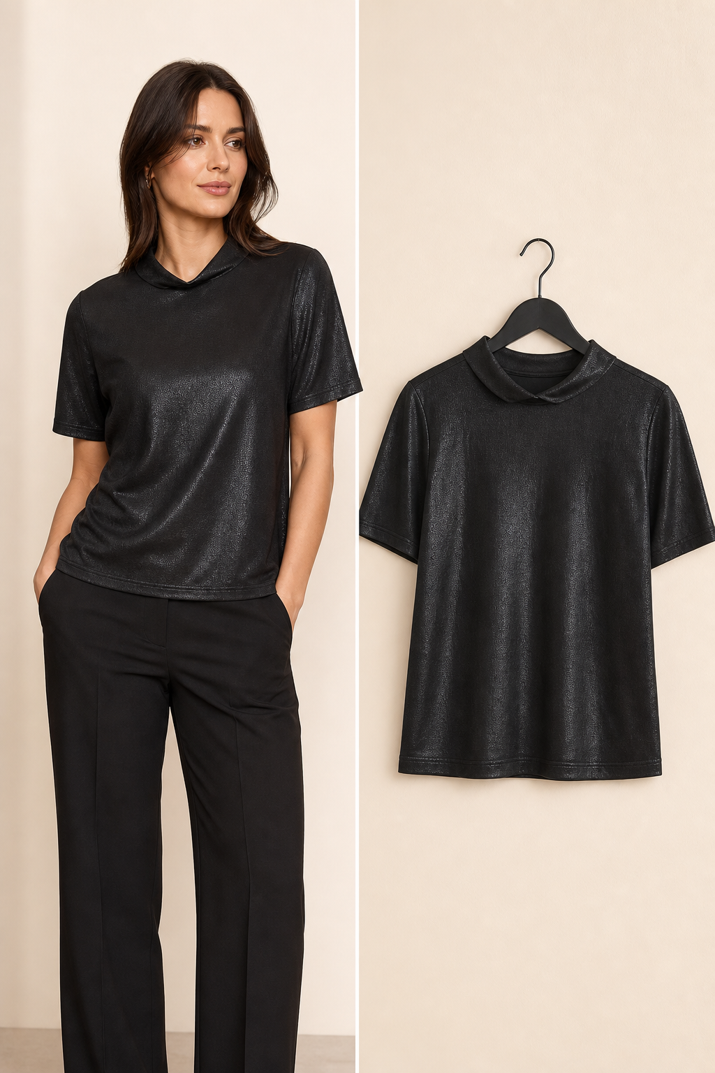 Blusa Polo Preta Brilhante