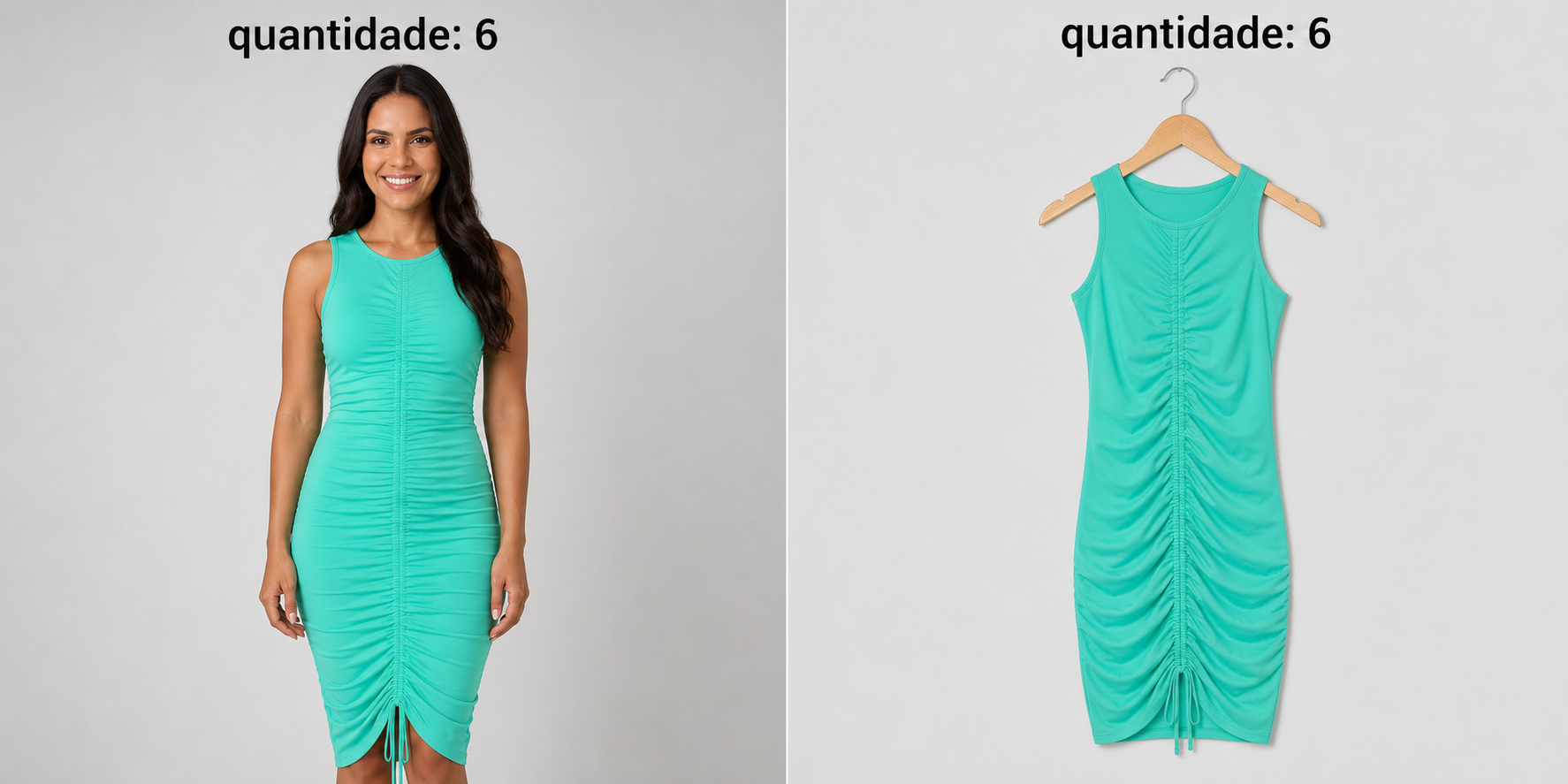 Vestido Verde-Água Franzido